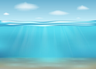 Realistic deep underwater sea