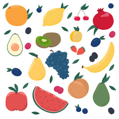 Doodle textured cute fruits