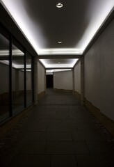 passage with overhead lights