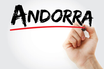 Andorra text with marker, concept background