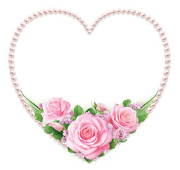 Pearl heart of pink roses