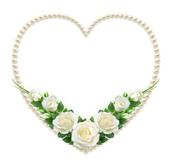 Pearl heart of white roses