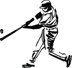 the vector illustration of the baseball player with ball and bat