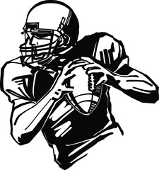 the vector illustration of American footballer with the ball in his hands