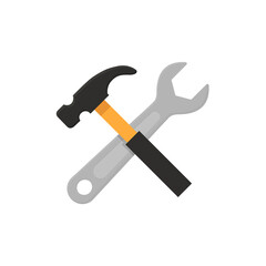 Hammer and wrench flat, work tools icon, vector illustration isolated on white background