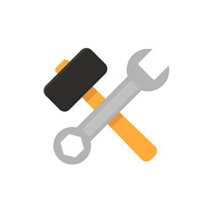 Hammer and wrench flat, work tools icon, vector illustration isolated on white background