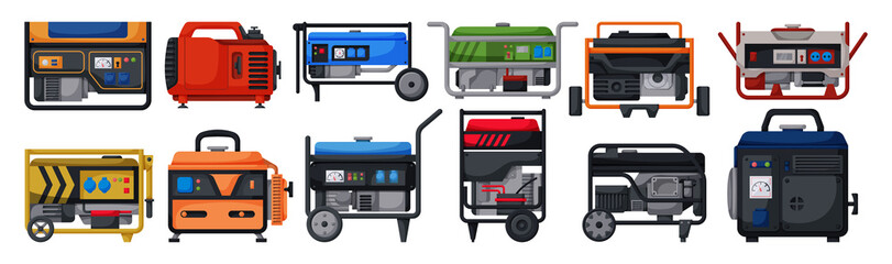 Petrol generator isolated cartoon set icon. Vector illustration alternator on white background. Vector cartoon set icon petrol generator.