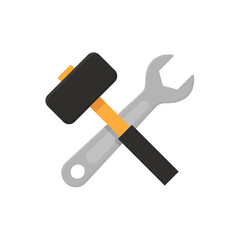 Hammer and wrench flat, work tools icon, vector illustration isolated on white background