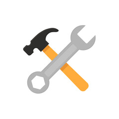 Hammer and wrench flat, work tools icon, vector illustration isolated on white background