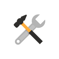 Hammer and wrench flat, work tools icon, vector illustration isolated on white background
