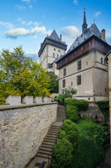 Fototapeta na wymiar Karlstejn castle, a famous Gothic royal medieval castle near Prague, Central Bohemia in Czech Republic. 