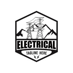 Retro badge electrical logo vector.