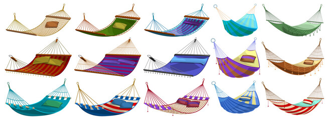 Hammock isolated cartoon set icon. Vector illustration rope bed on white background. Vector cartoon set icon hammock.