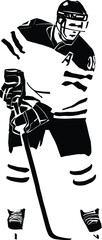 The vector illustration of the ice hockey player 