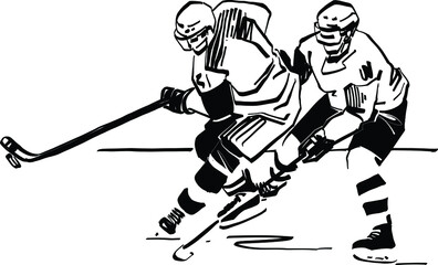 The vector illustration of the ice hockey player 