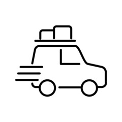 Car with luggage outline icon.
