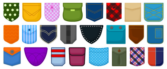 Pocket vector cartoon set icon. Vector illustration fabric pouch on white background. Isolated cartoon set icon pocket.
