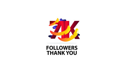 71K,71.000 Followers Thank you logo Sign Ribbon Gold space Red and Blue, Yellow number vector illustration for social media, internet - vector