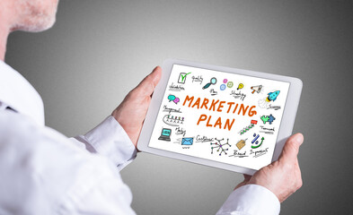 Marketing plan concept on a tablet