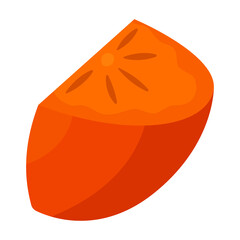 Piece of persimmon vector icon.Cartoon vector icon isolated on white background piece of persimmon.