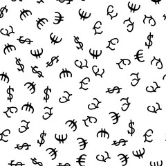 Seamless pattern symbols of the currencies