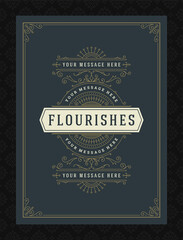 Vintage ornament greeting card calligraphic ornate swirls and vignettes frame design vector template