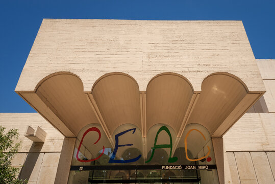 Fundacio Joan Miro (1975), it is a museum of modern art with the artworks of Joan Miro (1893-1983). Montjuic, Barcelona, Catalonia, Spain.