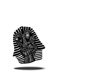 doodle art  face man on white background