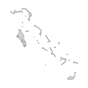 Map of Bahamas divided to regions. Outline map. Vector illustration.
