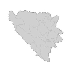 Map of Bosnia and Herzegovina divided to regions. Outline map. Vector illustration.