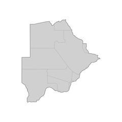 Map of Botswana divided to regions. Outline map. Vector illustration.