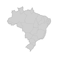 Map of Brazil divided to regions. Outline map. Vector illustration.