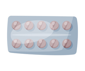 Tablets in Blister Pack, Medicine Pills, First Medical Aid Kit Element Vector Illustration