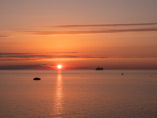 View of beautiful sunset on Baltic Sea Estonia