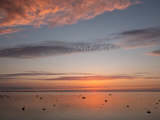 View of beautiful sunset on Baltic Sea Estonia