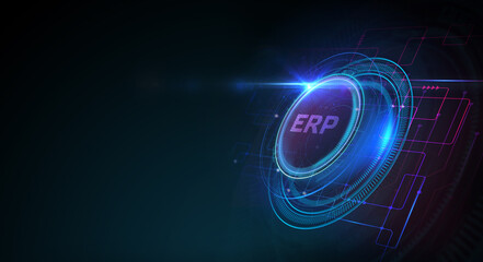 Business, Technology, Internet and network concept. Enterprise Resource Planning ERP corporate company management.