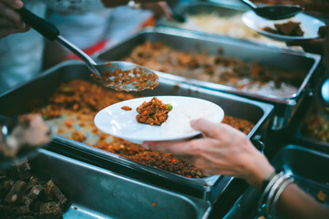Donate food to the poor : concept Sharing Food With Homeless