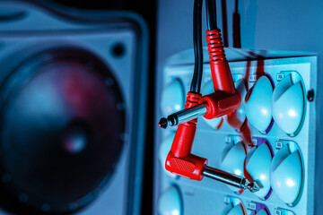 Music stereo system amplifier close up photo