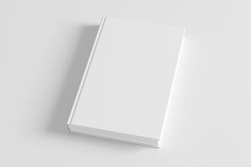 Blank white book cover mockup  on white background. Isolated with clipping path.