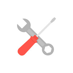 Screwdriver and hammer flat, repair icon, vector illustration isolated on white background