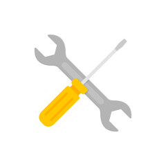 Screwdriver and hammer flat, repair icon, vector illustration isolated on white background