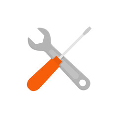 Screwdriver and hammer flat, repair icon, vector illustration isolated on white background