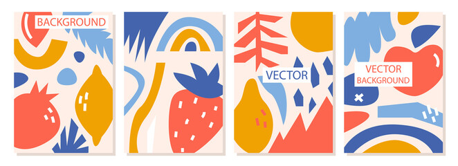 A set of backgrounds with abstract shapes and forms, modern graphic design. Perfect for social media, poster, cover, invitation, brochure. Modern fashion Vector illustration