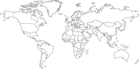 Fototapeta na wymiar World map with countries, circuit