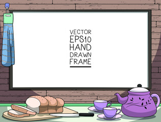 Hand drawn frame with teapot - 360427196