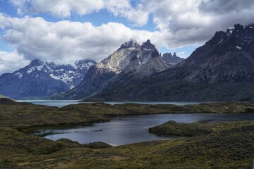 Fototapeta na wymiar Majestic granite peaks in Torres del Paine, Chile