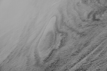 Abstract patterns on snow over a volcano in New Zealand