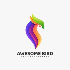 Fototapeta na wymiar Vector Logo Illustration Awesome Bird Gradient Colorful Style.