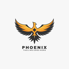 Vector Logo Illustration Phoenix Simple Mascot Style.