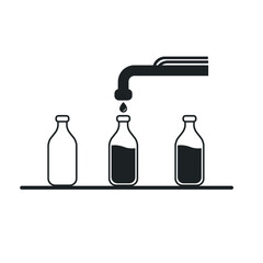 Milk production conveyor belt vector icon